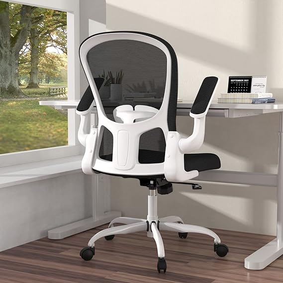 Office Chair, Comfort Swivel Home Office Task Chair, Breathable Mesh Desk Chair, Lumbar Support Computer Chair with Flip-up Arms and Adjustable Height