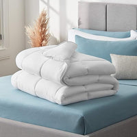 LUCID All-Season Microfiber Comforter – Down Alternative – Hypoallergenic – Box Stitched – 8 Duvet Loops - 300 GSM, White, Oversized King