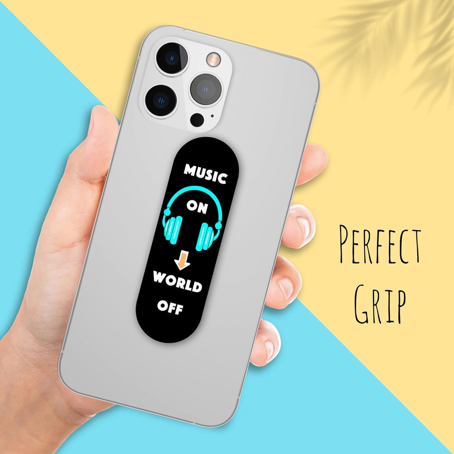 Regor Tabletop Finger Grip & Mobile Holder | Mobile Stand for Hand & Table | Universal Phone Grip & Selfie Stand (Black β Music)