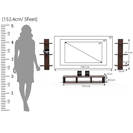 SJ Craft Maaz Art Craft Wooden TV Entertainment Unit TV Cabinet for Wall Set Top Box Holder for Home Wall Set Top Box Shelf Set & TV Set & Unit for Wall for Living Room (Brown)