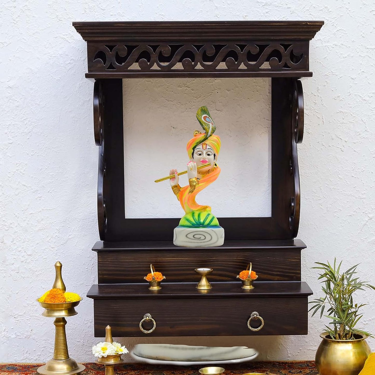 Modern Multicolour Resin Religious Idol – 30 x 11 x 11 cm | Ideal for Diwali, Mandir & Home Décor