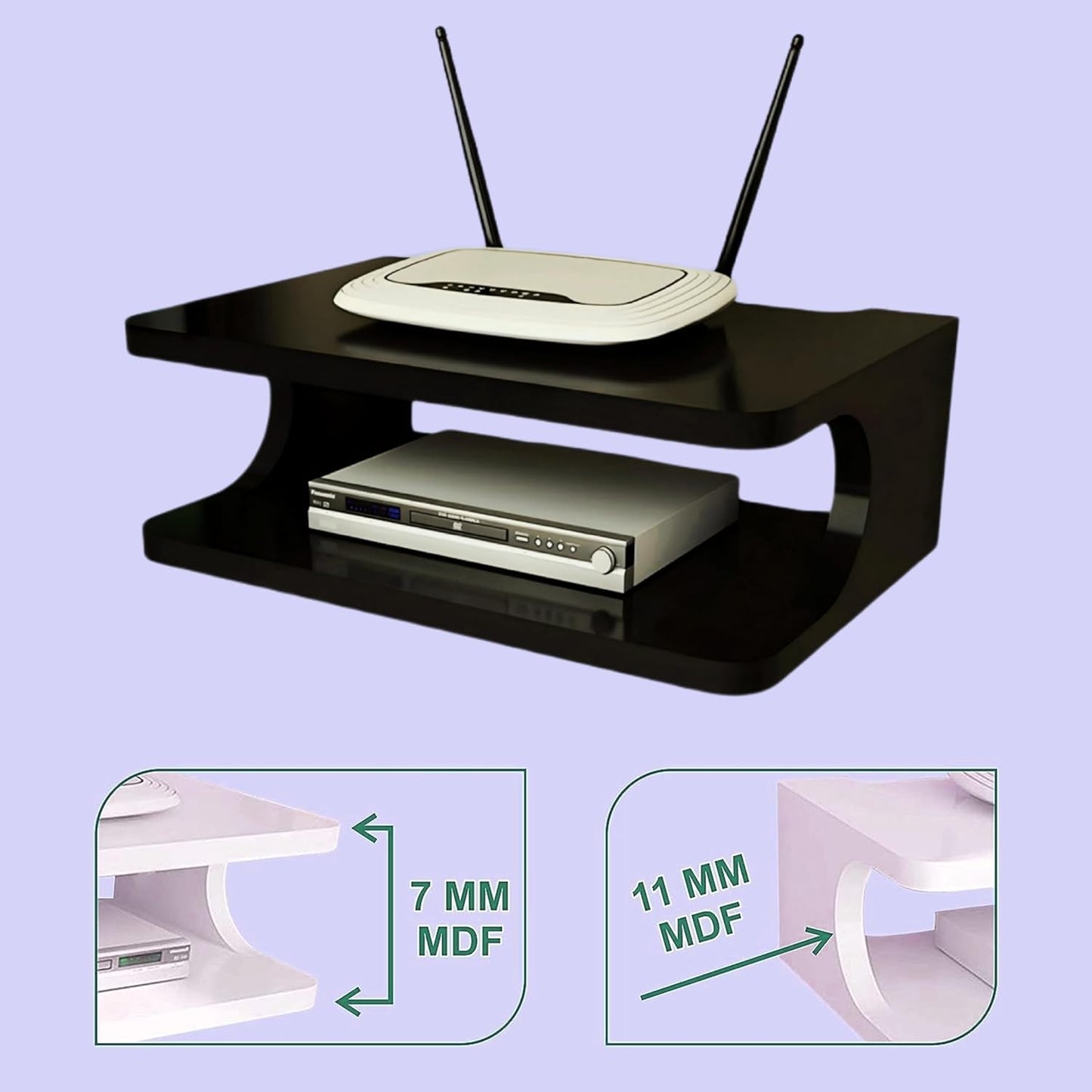 WiFi Router Set Top Box Stand | WiFi Router Holder Wooden Wall Shelves | Wall Mount TV Cabinet Living Room Shelf