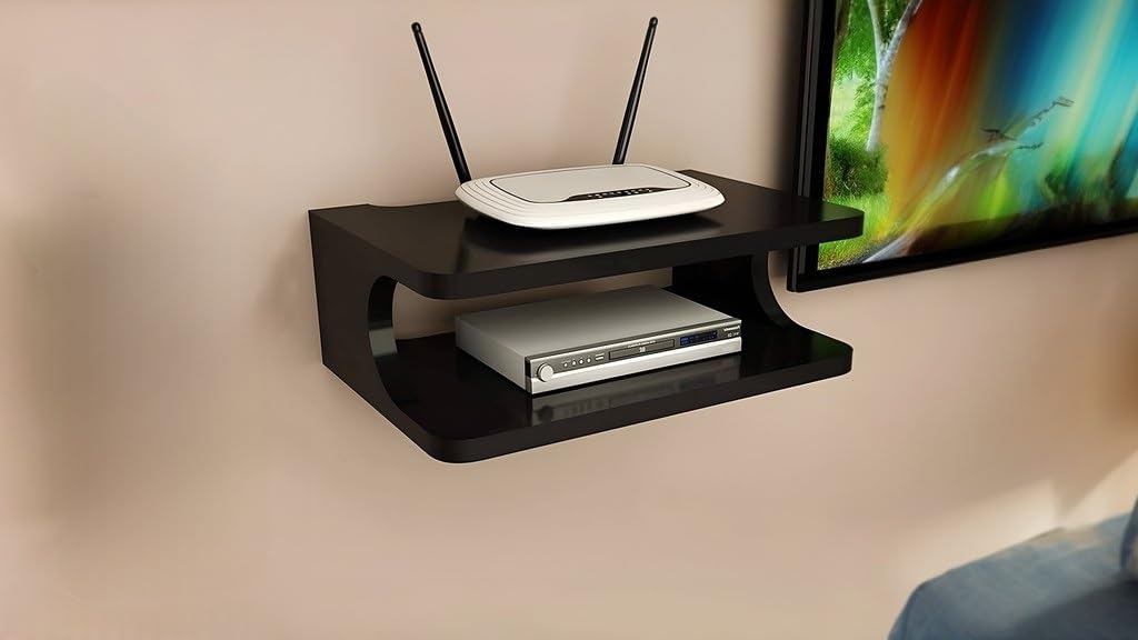 WiFi Router Set Top Box Stand | WiFi Router Holder Wooden Wall Shelves | Wall Mount TV Cabinet Living Room Shelf