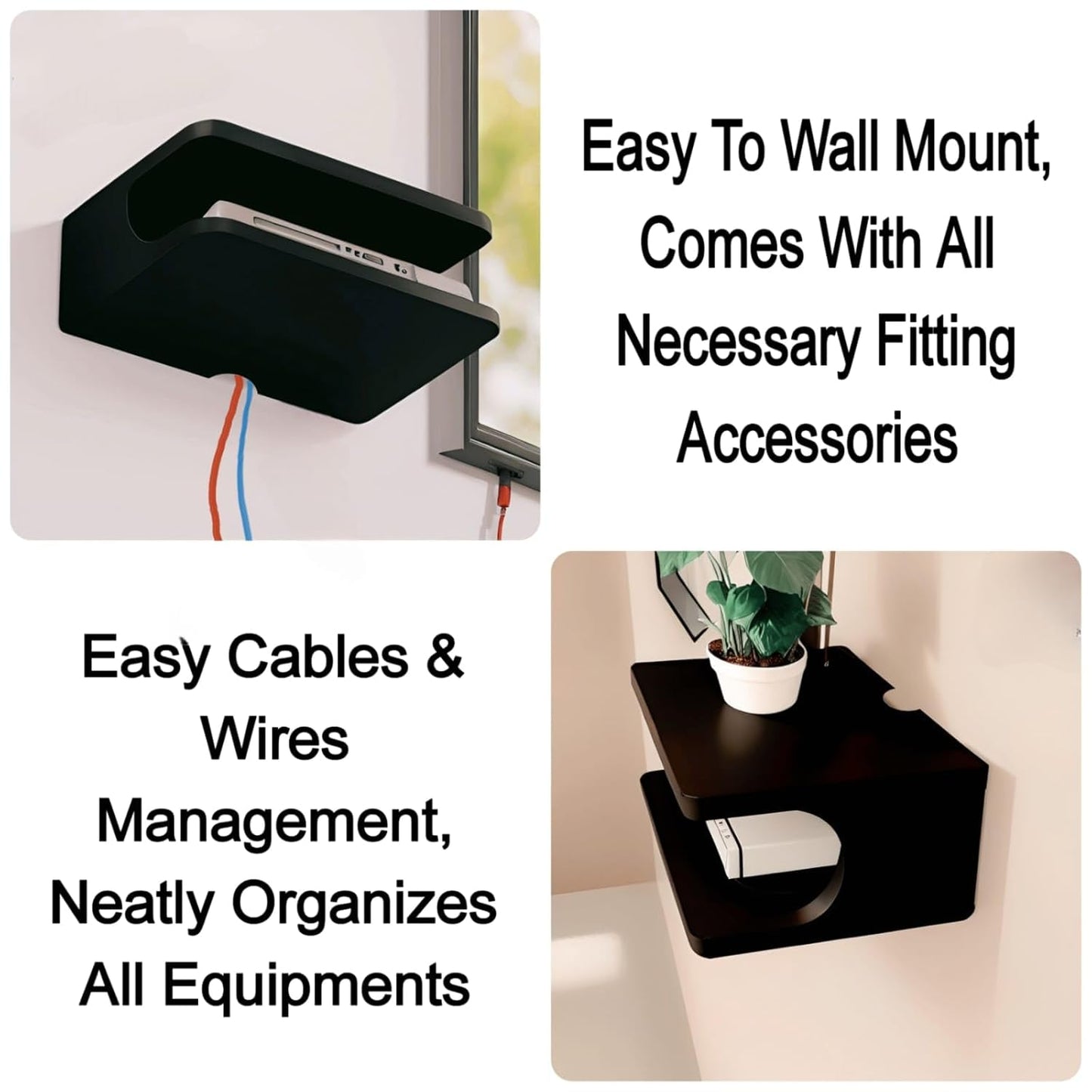 WiFi Router Set Top Box Stand | WiFi Router Holder Wooden Wall Shelves | Wall Mount TV Cabinet Living Room Shelf