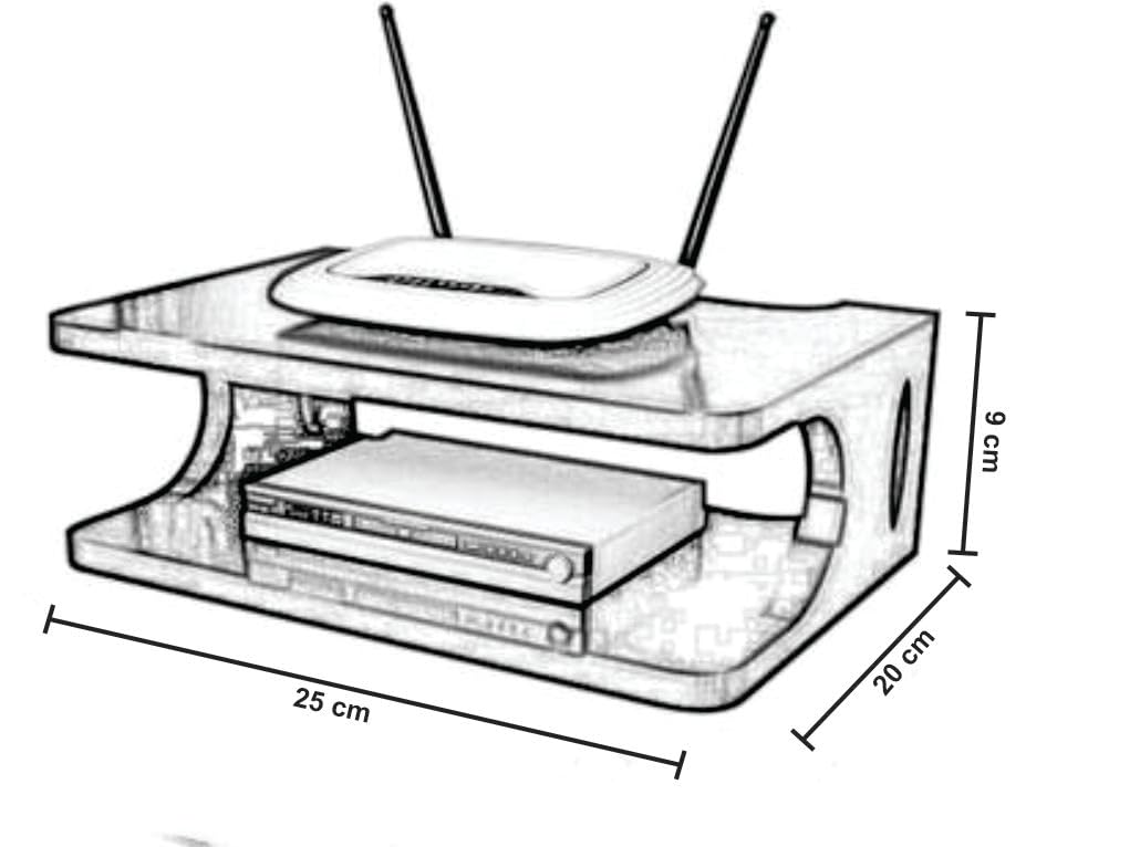 WiFi Router Set Top Box Stand | WiFi Router Holder Wooden Wall Shelves | Wall Mount TV Cabinet Living Room Shelf