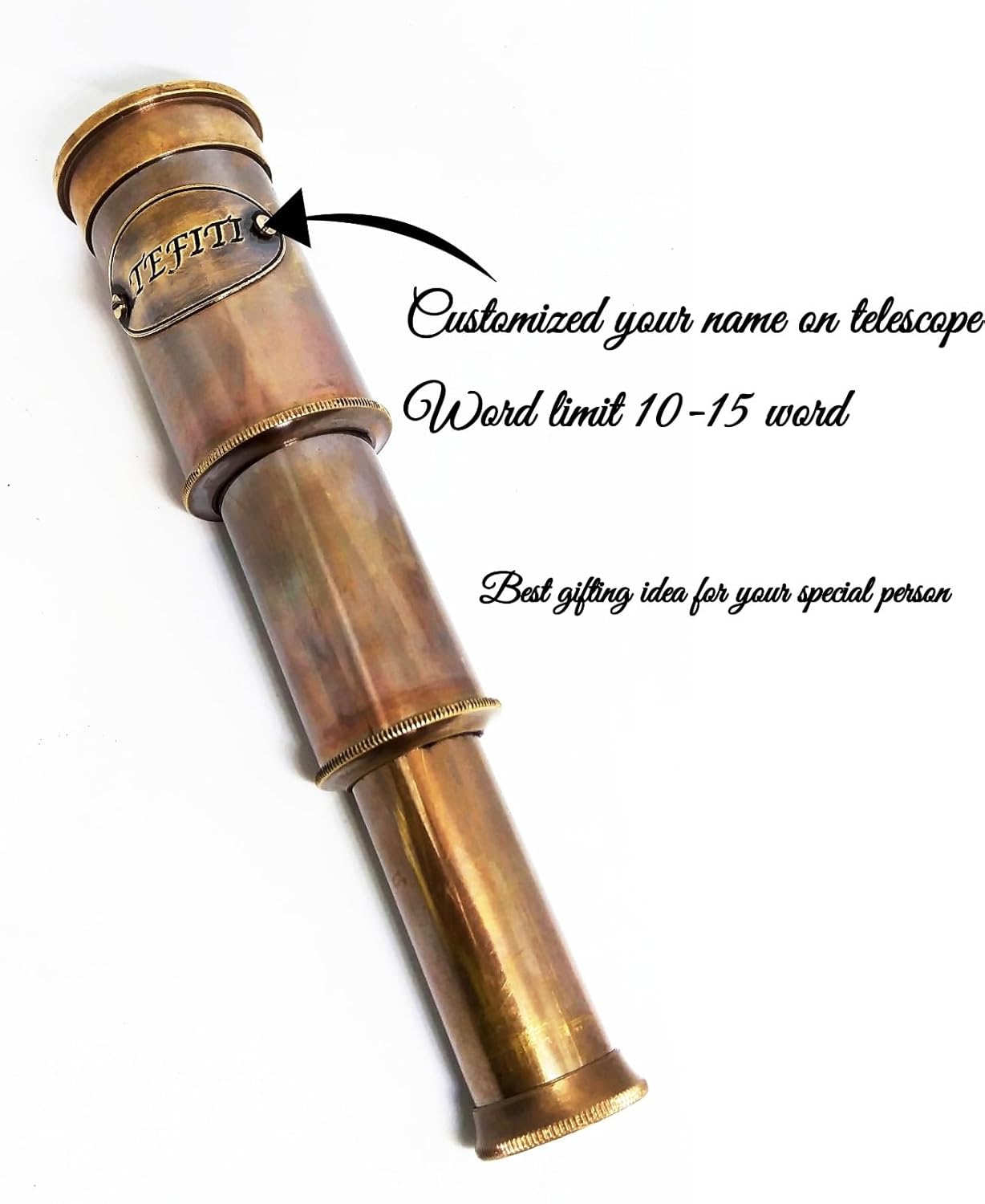 VMMPL Brass Victorian Telescope 6.5 Inch – Personalized Antique Spyglass with Custom Engraved Wooden Box | Nautical Gift for Men, Decor & Collectors