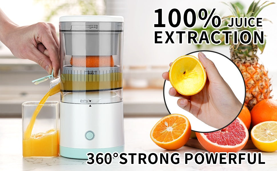 ROMINO Rechargeable Citrus Juicer | Portable Wireless Juicer for Oranges, Pomegranates & Lemons | BPA-Free Electric Juicer with USB Charging | Multicolour | 320g | 90% Juice Yield