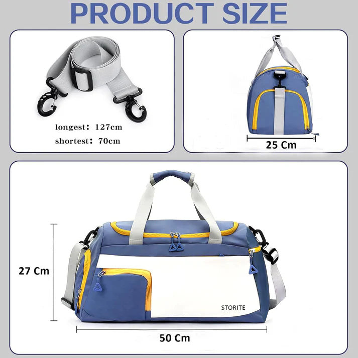 VMMPLStorite 50 CM Nylon Travel Duffle Bag for Men & Women | Waterproof Bag with Shoe Compartment & Wet Pocket – Blue