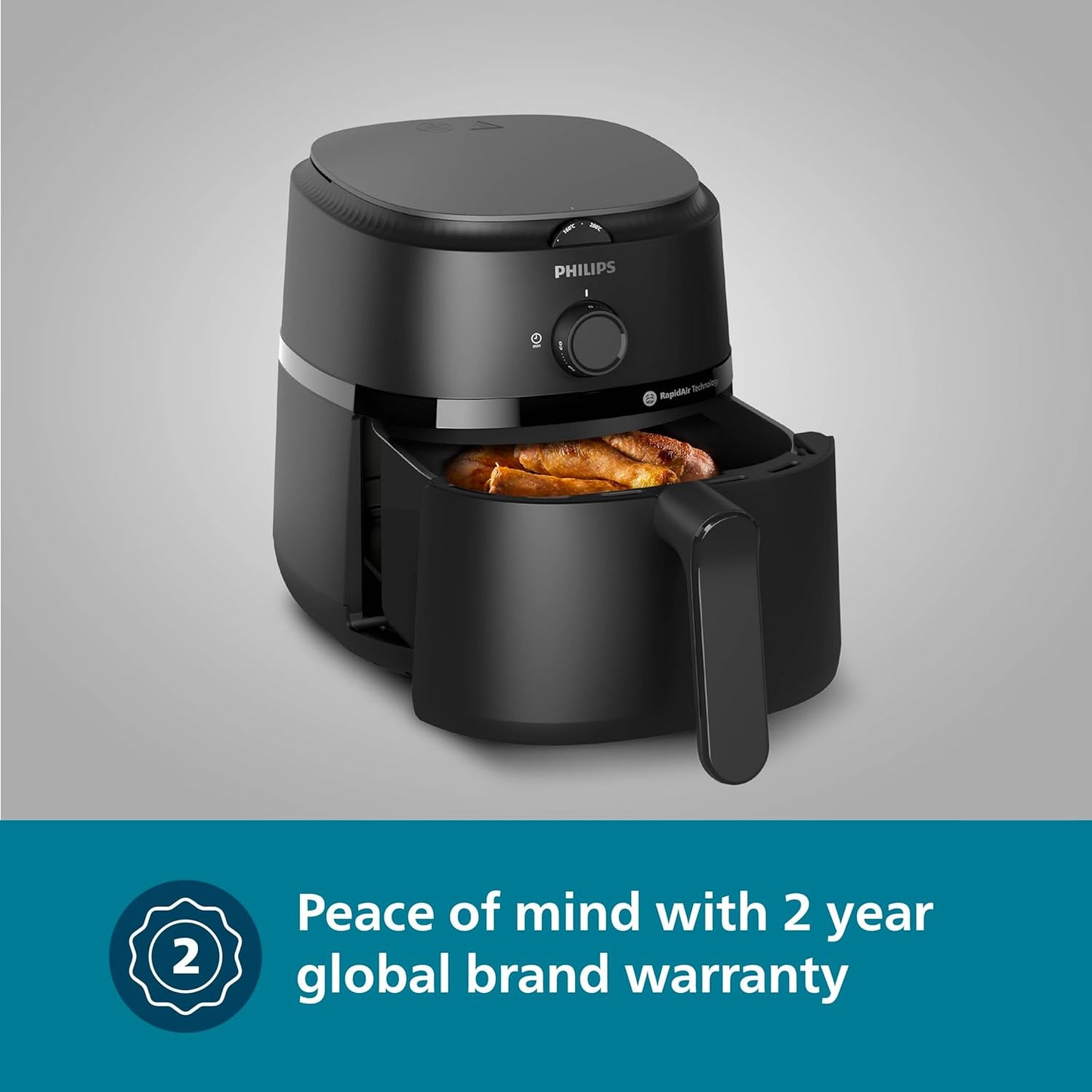 PHILIPS Air Fryer NA120/00 ā 1500W, 4.2L, Rapid Air Technology, 90% Less Fat, 12 Presets, Black