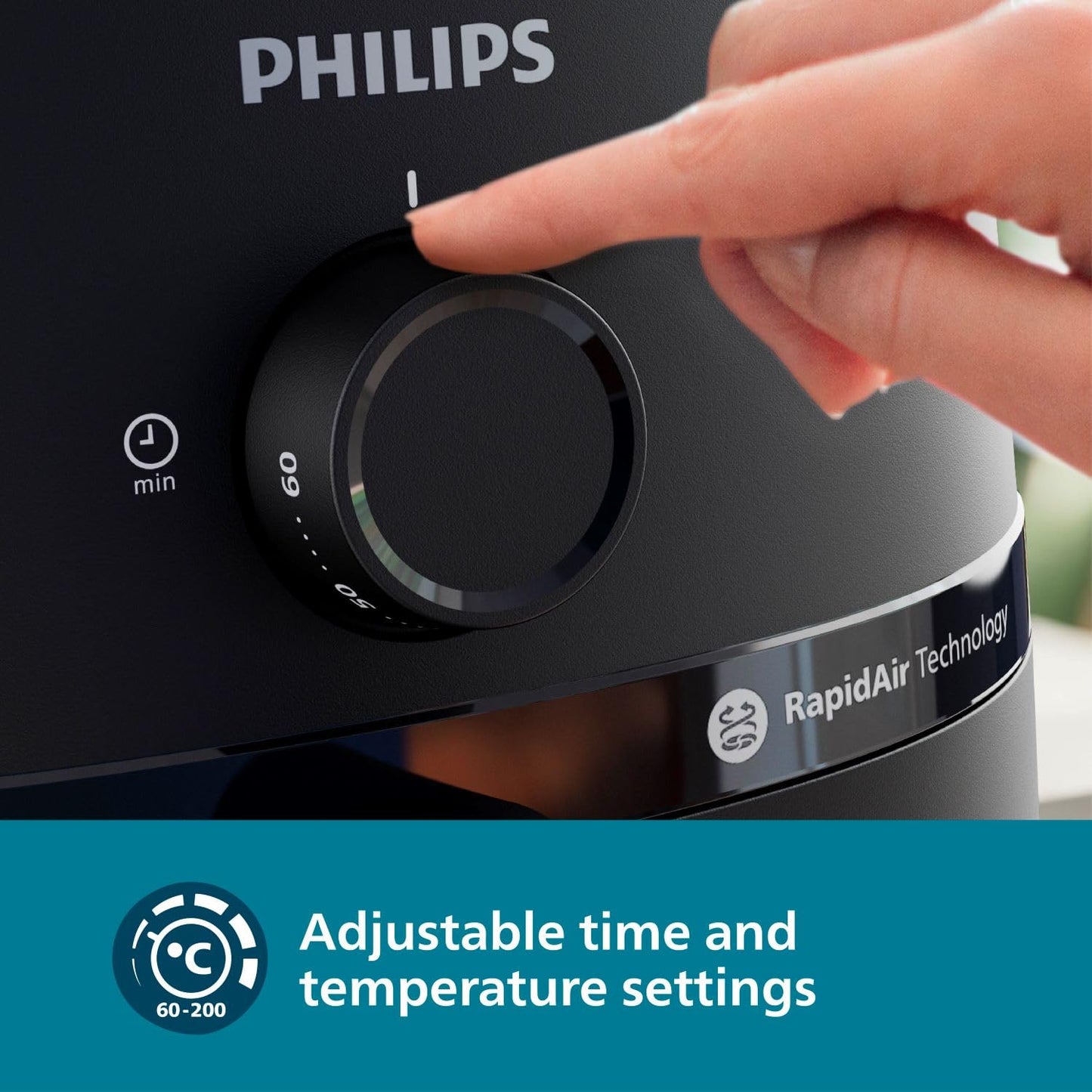 PHILIPS Air Fryer NA120/00 ā 1500W, 4.2L, Rapid Air Technology, 90% Less Fat, 12 Presets, Black