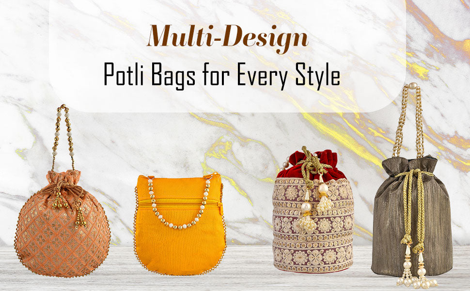 VMMPL Potli Bags for Ladies & Girls | Women Shagun Pouches for Festive Seasons | Batwa Bag Bridal Purse With Embroidery -Cream