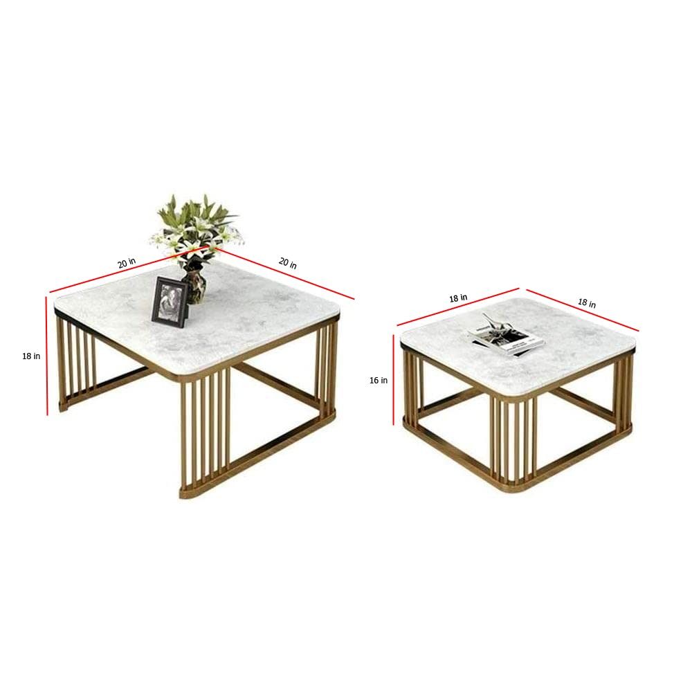 Modern Gold & White Nesting Coffee Table Set β Ereteken ART | Stylish Space-Saving Furniture for Living Room