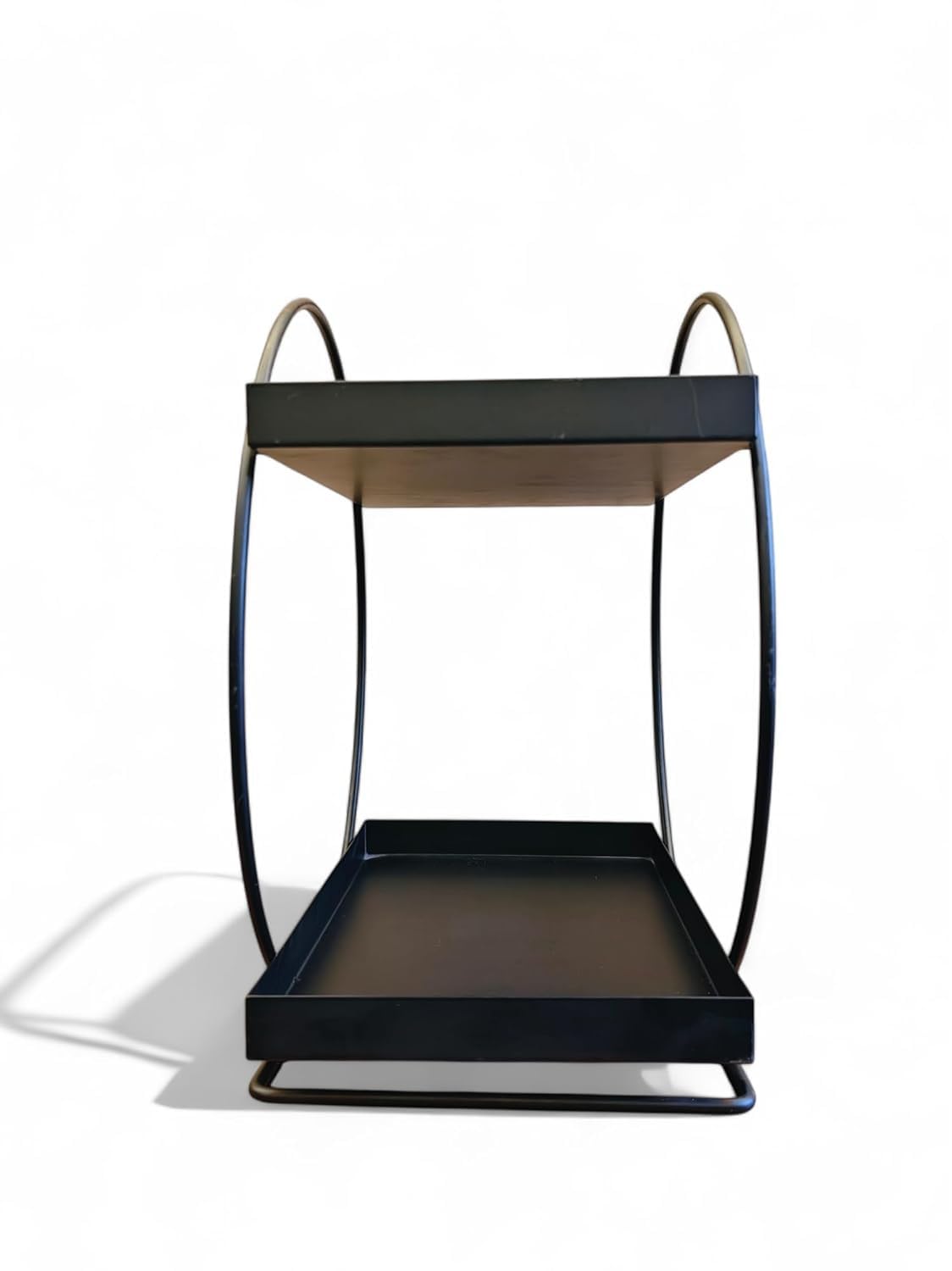 12FOR COLLECTION 2-Tier Metal Organizer | Freestanding Countertop Storage Rack for Kitchen, Bathroom, Office (Black)