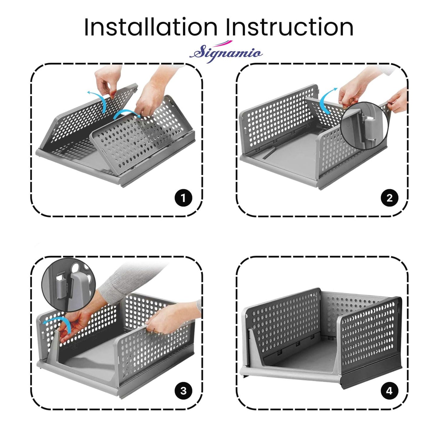 Foldable Wardrobe Organizer for Clothes Storage (Grey, Pack of 3)