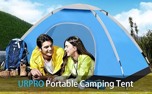 CUATRO 3 Season Dome Tent for Camping & Hiking – 4 Person | Waterproof, Windproof & UV Resistant | Instant Pop-Up, Lightweight with Carry Bag (Multicolor)