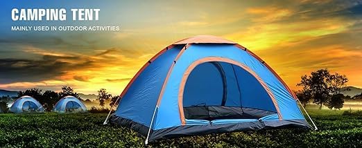 CUATRO 3 Season Dome Tent for Camping & Hiking – 4 Person | Waterproof, Windproof & UV Resistant | Instant Pop-Up, Lightweight with Carry Bag (Multicolor)
