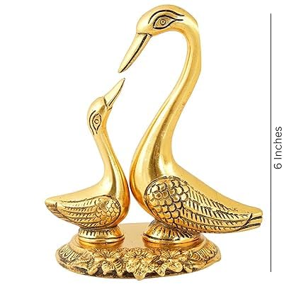 House of Astro Golden Pair of Kissing Swan Duck Showpiece for Home Decor & Gift – 5 Inch | Metal, Golden Finish