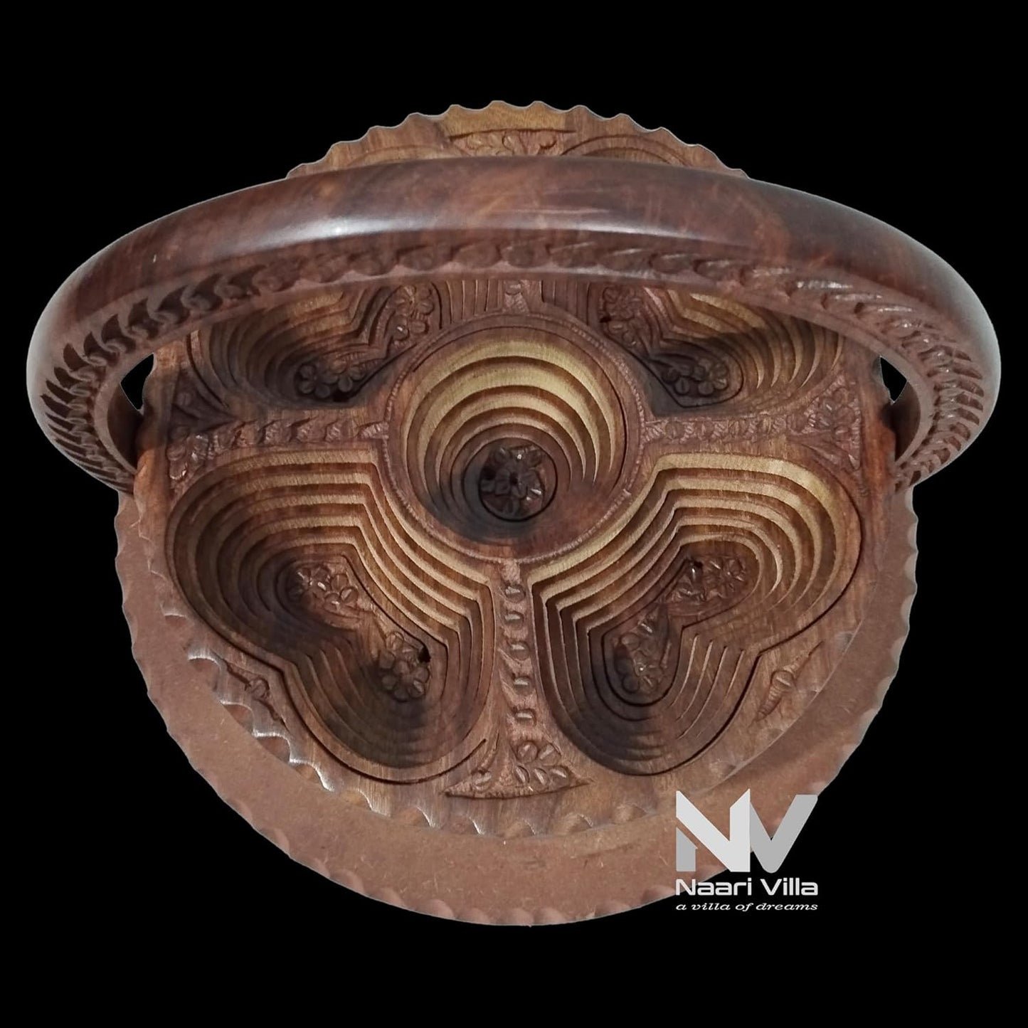 Handcrafted Foldable Wooden Basket – Round, Brown, 25 cm