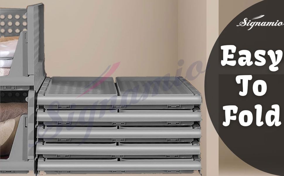 Foldable Wardrobe Organizer for Clothes Storage (Grey, Pack of 3)