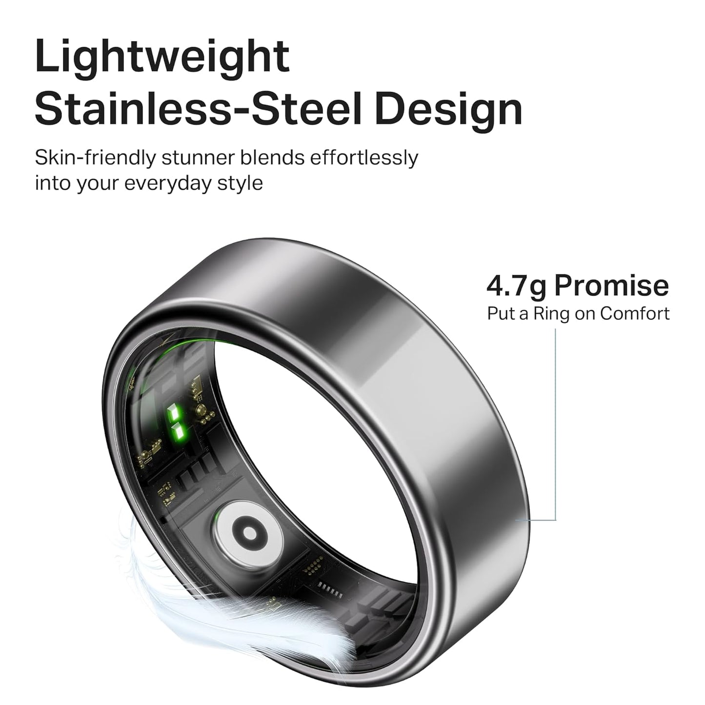 boAt SmartRing Active Plus – Radiant Silver | Auto Health Monitoring | 30 Days Battery | Magnetic Charging Case | Premium Stainless Steel Build