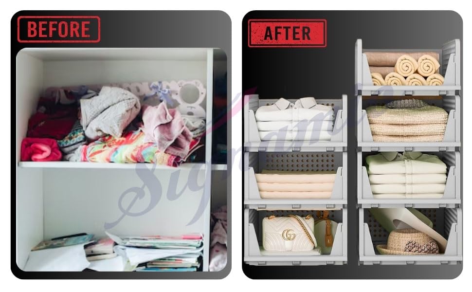 Foldable Wardrobe Organizer for Clothes Storage (Grey, Pack of 3)
