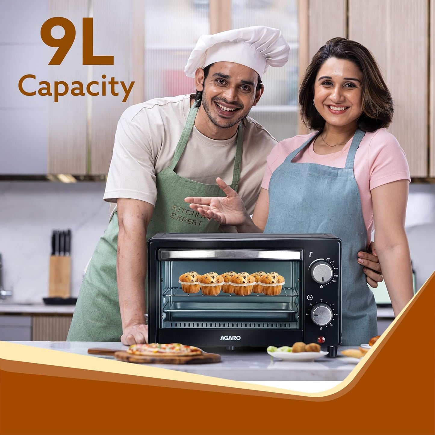 AGARO Marvel 9L Oven Toaster Griller (OTG), 800 Watts, Black – Toast, Bake, Grill & More