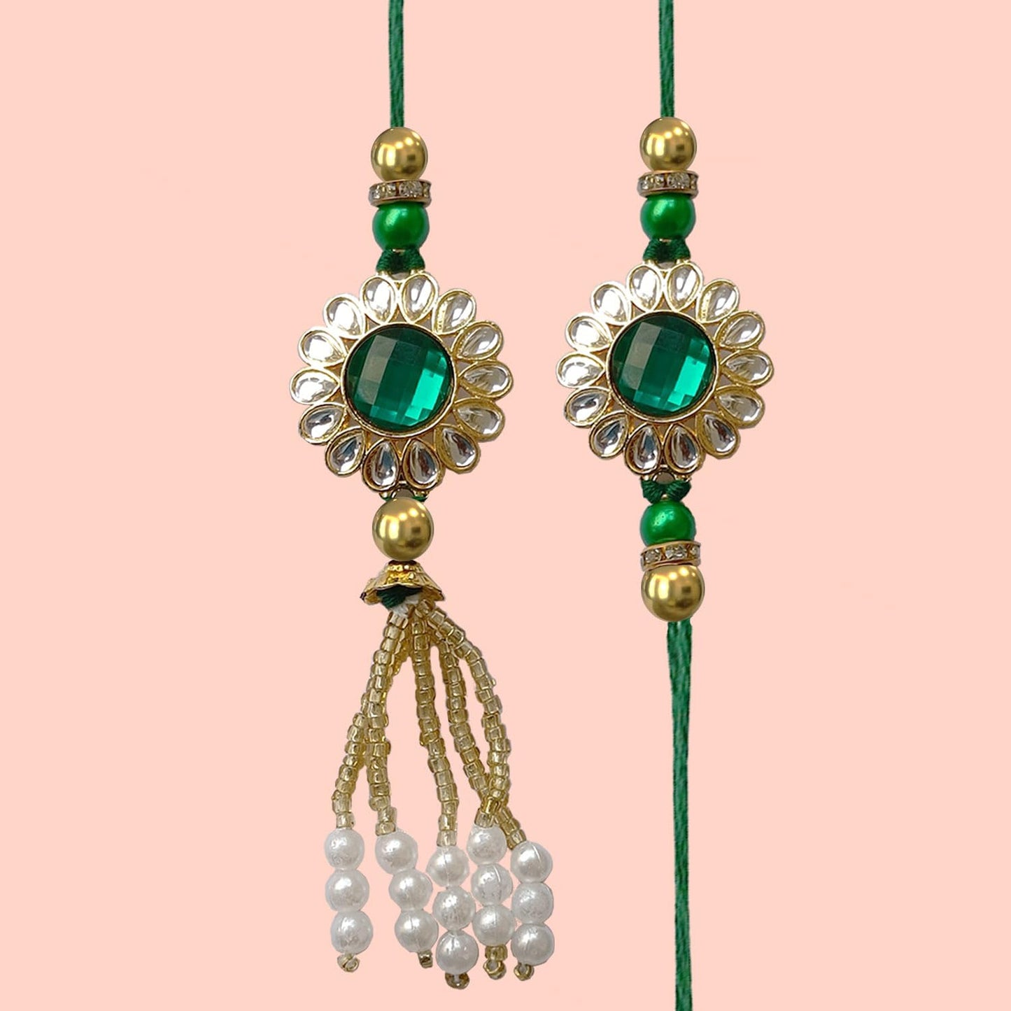 Rakhis for Brother and Bhabhi Combo with Rasgulla | Designer Rakhi & Lumba with Roli Chawal, Greeting Card – Raksha Bandhan Gift Pack