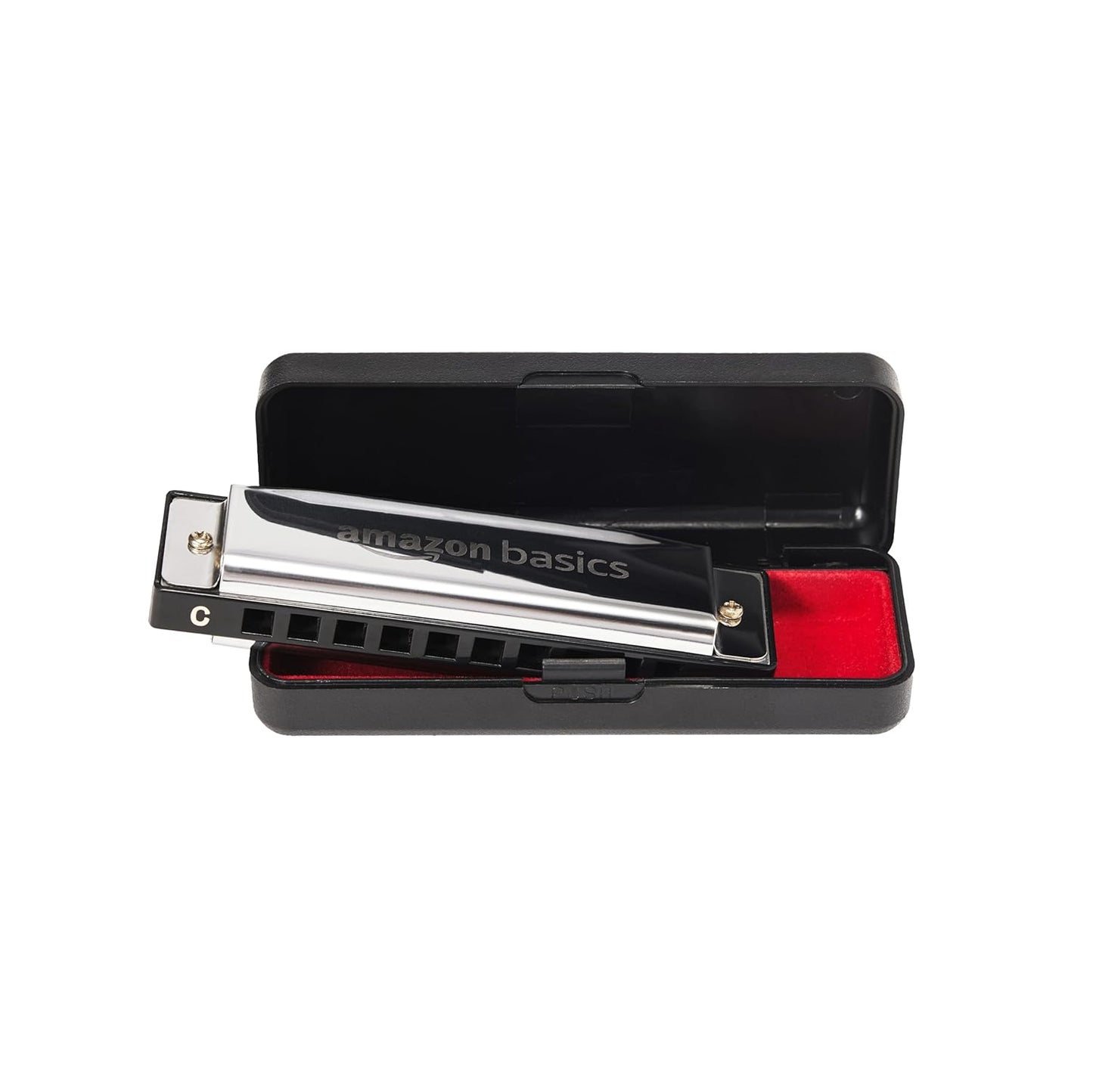 Basics 10-Hole Key C Harmonica with Case | 20-Tone Mouth Organ for Beginners, Kids & Professionals – Silver