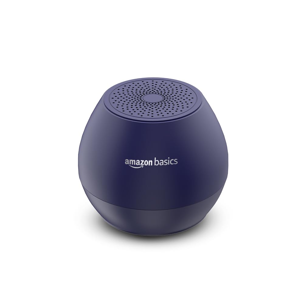 Basics 5W Mini Bluetooth Speaker with 30Hrs Playtime, TWS, Powerful Bass, BT 5.0, MicroSD/USB, IPX5 Waterproof (Blue)