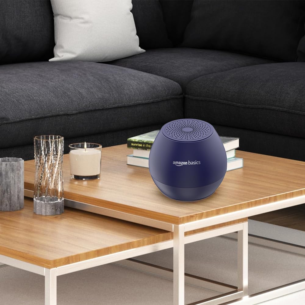 Basics 5W Mini Bluetooth Speaker with 30Hrs Playtime, TWS, Powerful Bass, BT 5.0, MicroSD/USB, IPX5 Waterproof (Blue)