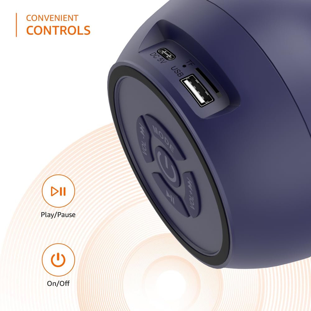 Basics 5W Mini Bluetooth Speaker with 30Hrs Playtime, TWS, Powerful Bass, BT 5.0, MicroSD/USB, IPX5 Waterproof (Blue)