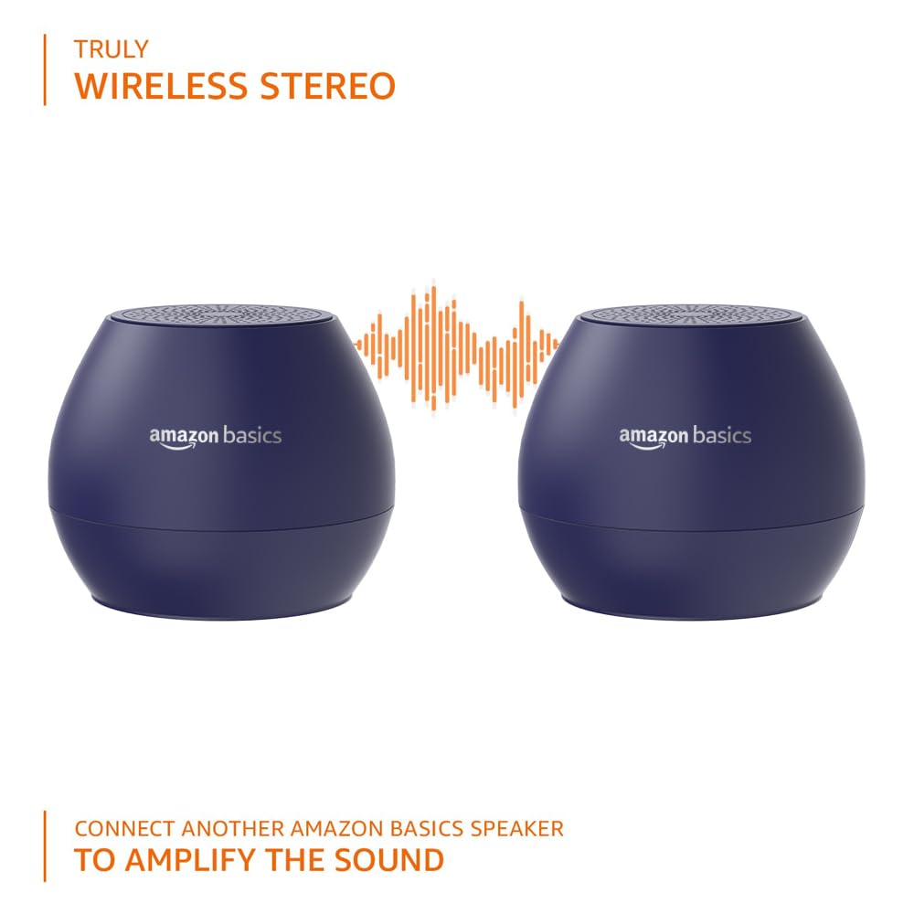 Basics 5W Mini Bluetooth Speaker with 30Hrs Playtime, TWS, Powerful Bass, BT 5.0, MicroSD/USB, IPX5 Waterproof (Blue)