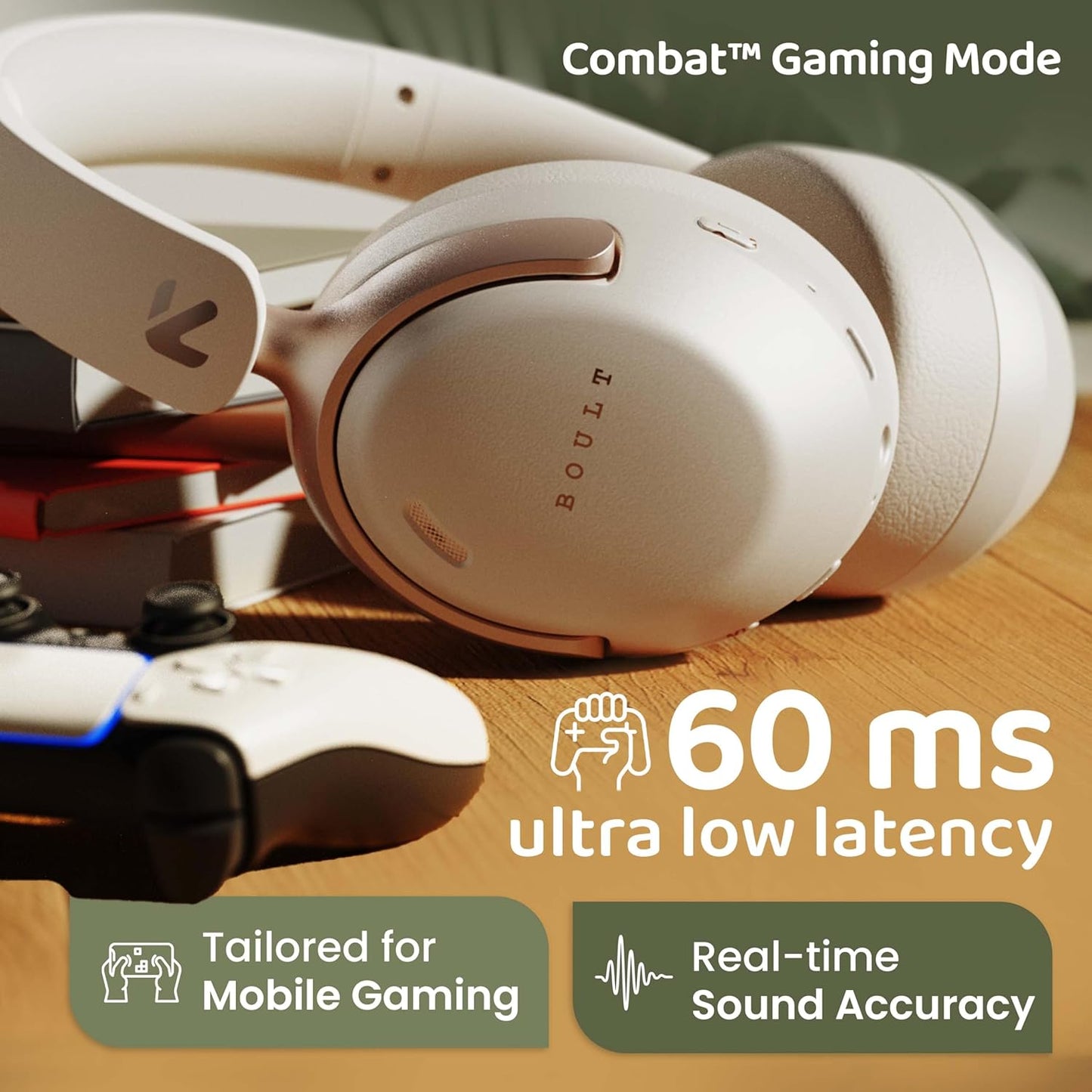 Boult Soniq Over-Ear Bluetooth Headphones – 70H Playtime, ENC Mic, Dual Pairing, and Powerful Bass