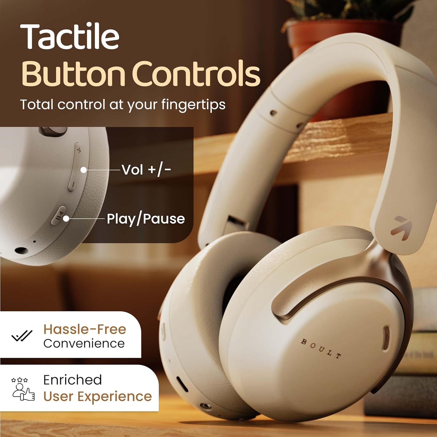 Boult Soniq Over-Ear Bluetooth Headphones – 70H Playtime, ENC Mic, Dual Pairing, and Powerful Bass