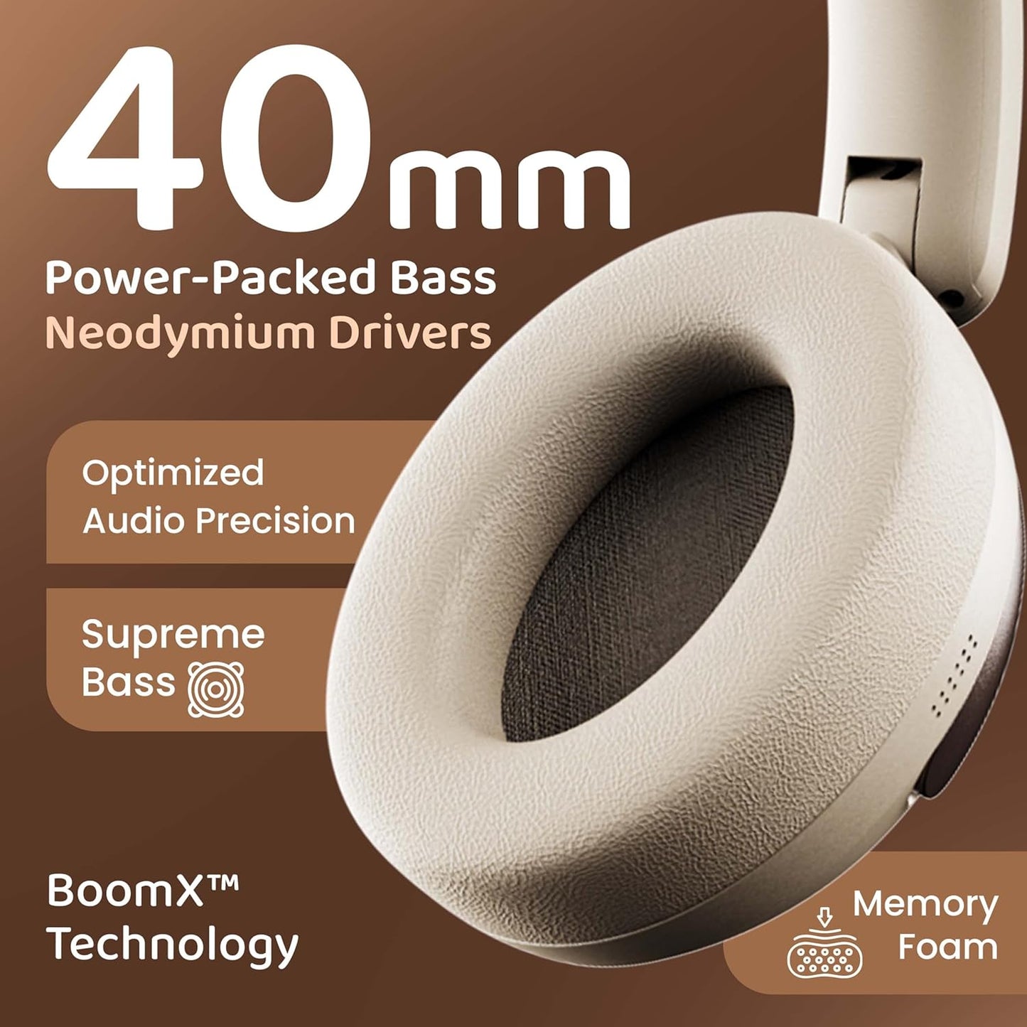 Boult Soniq Over-Ear Bluetooth Headphones – 70H Playtime, ENC Mic, Dual Pairing, and Powerful Bass