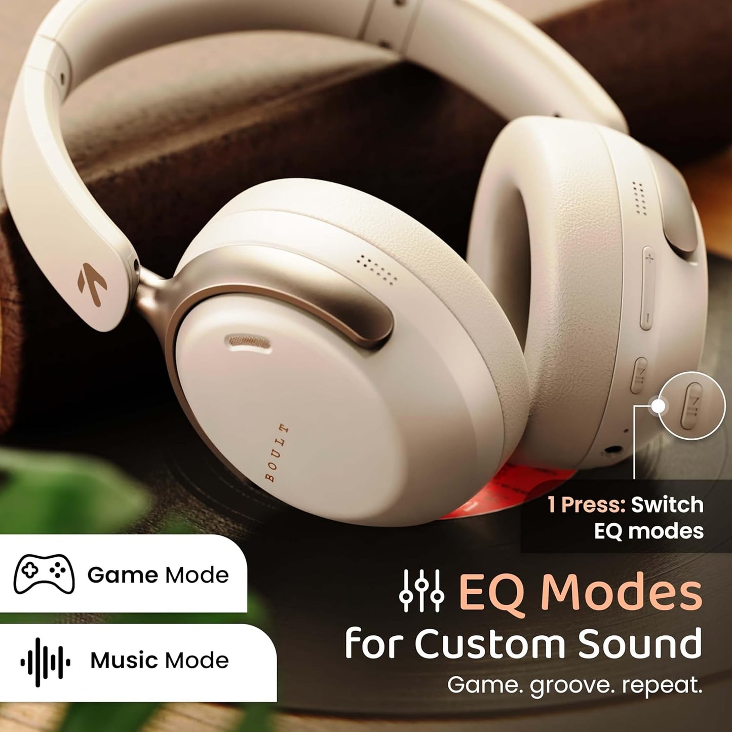 Boult Soniq Over-Ear Bluetooth Headphones – 70H Playtime, ENC Mic, Dual Pairing, and Powerful Bass