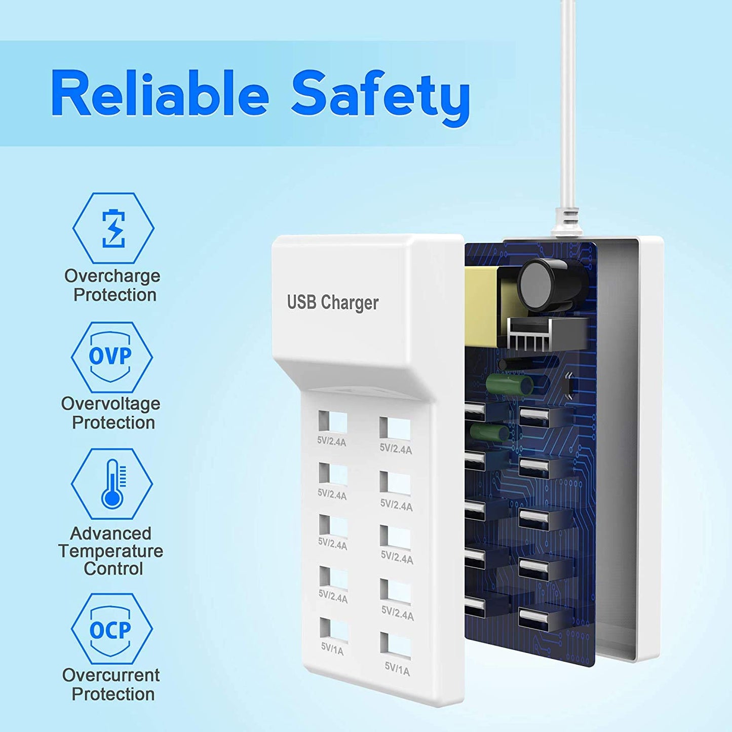 CEZO 10-Port USB Charging Station β Fast, Safe & Smart Charging for All Your Devices