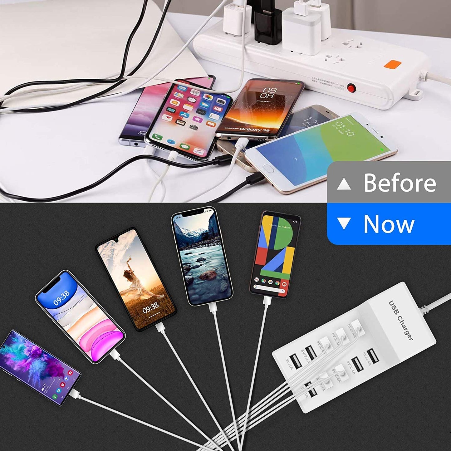 CEZO 10-Port USB Charging Station β Fast, Safe & Smart Charging for All Your Devices