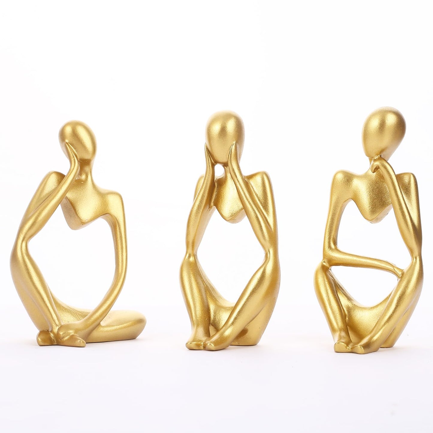Decorative Abstract Thinker Men Statue Set Of 3 Modern Art Showpiece Sculpture(Fantasy,Gold,13CmX6Cm) Decoration Items For Home Decor Living Room Bedroom Bookshelf Table Office-Resin