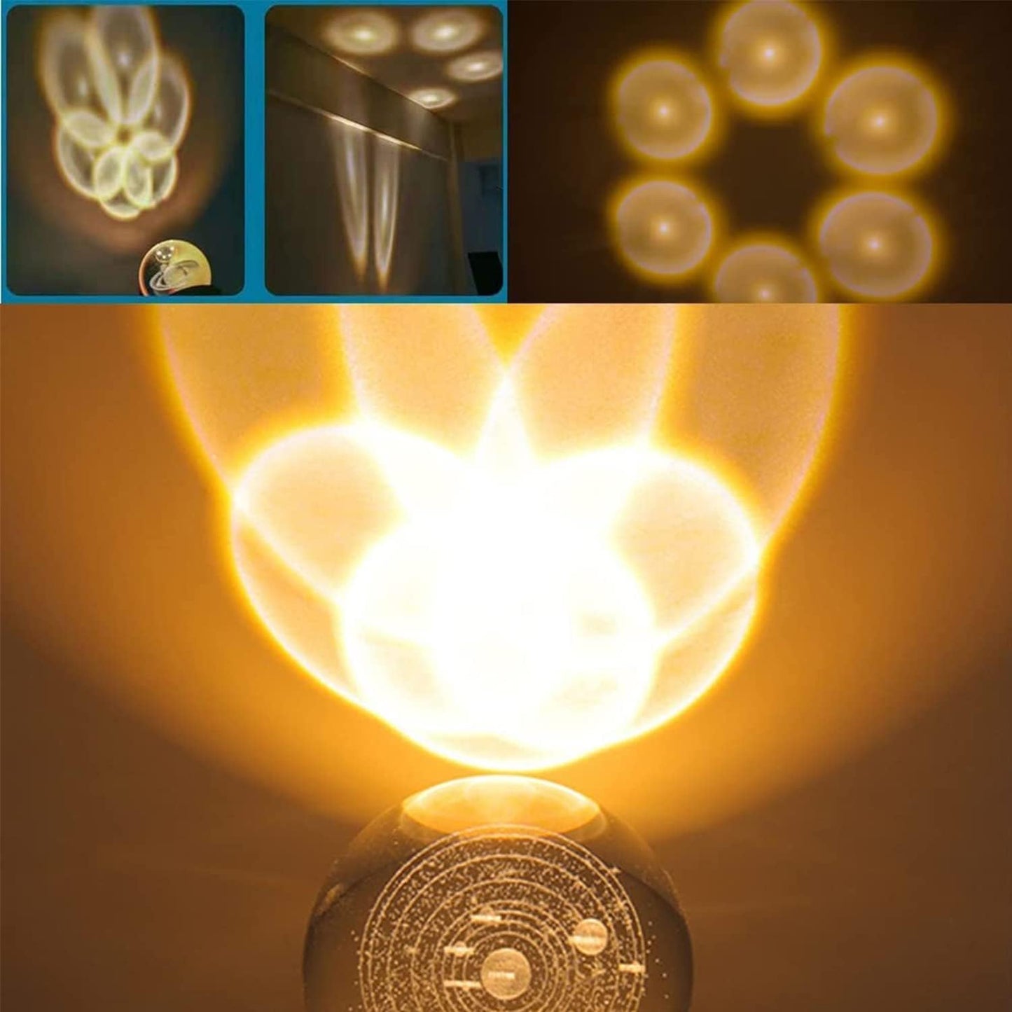 Desidiya Universe Crystal Ball Night Light,2.4 Inch Glass Ball Night LED Lamp with Woodern Base,Decorations Gifts for Men,Women,Kids,Boys,Girls,Teens