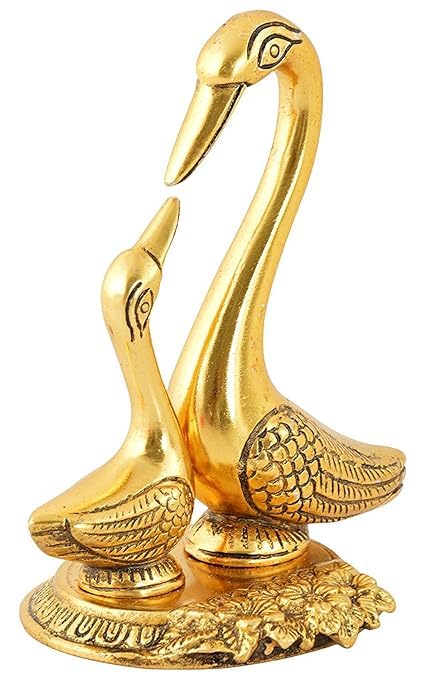 House of Astro Golden Pair of Kissing Swan Duck Showpiece for Home Decor & Gift – 5 Inch | Metal, Golden Finish