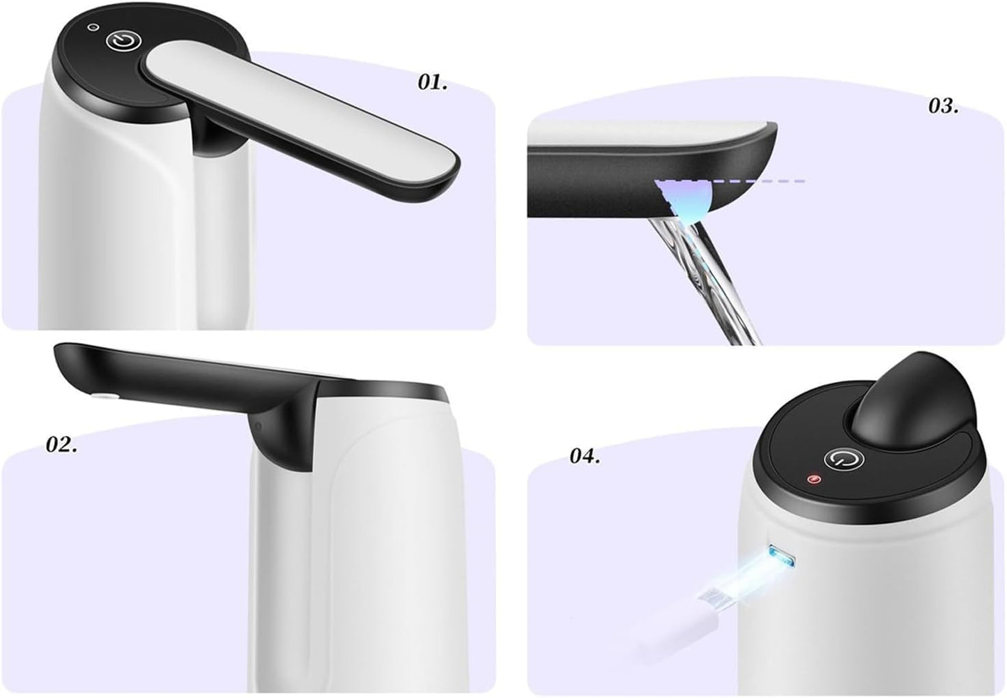 Foldable Water Dispenser Pump for 20 Litre Bottle 1200 mAH Battery Rechargeable hot and Cold Home Office Outdoor Portable