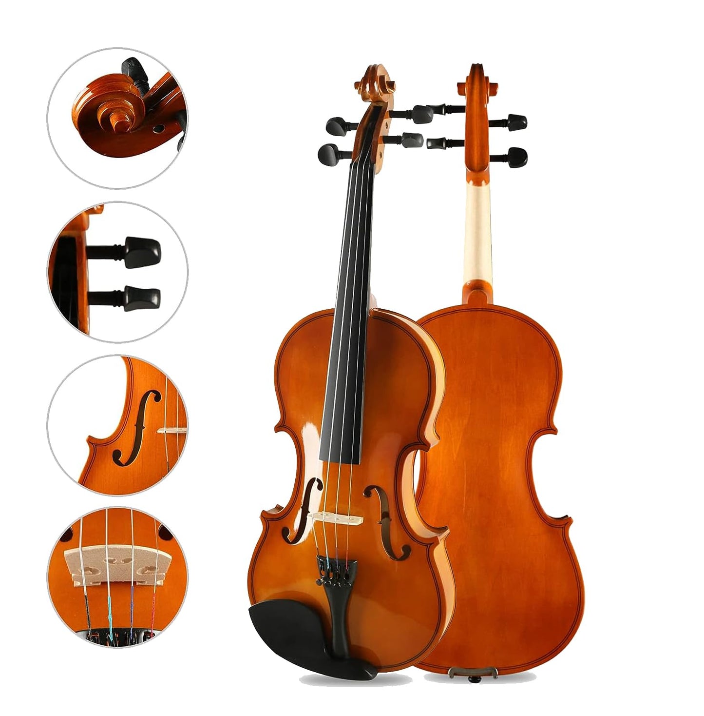 π» Kadence Vivaldi 4/4 Violin with Bow, Rosin & Hard Case β Brown Glossy Finish (Model V001C)
