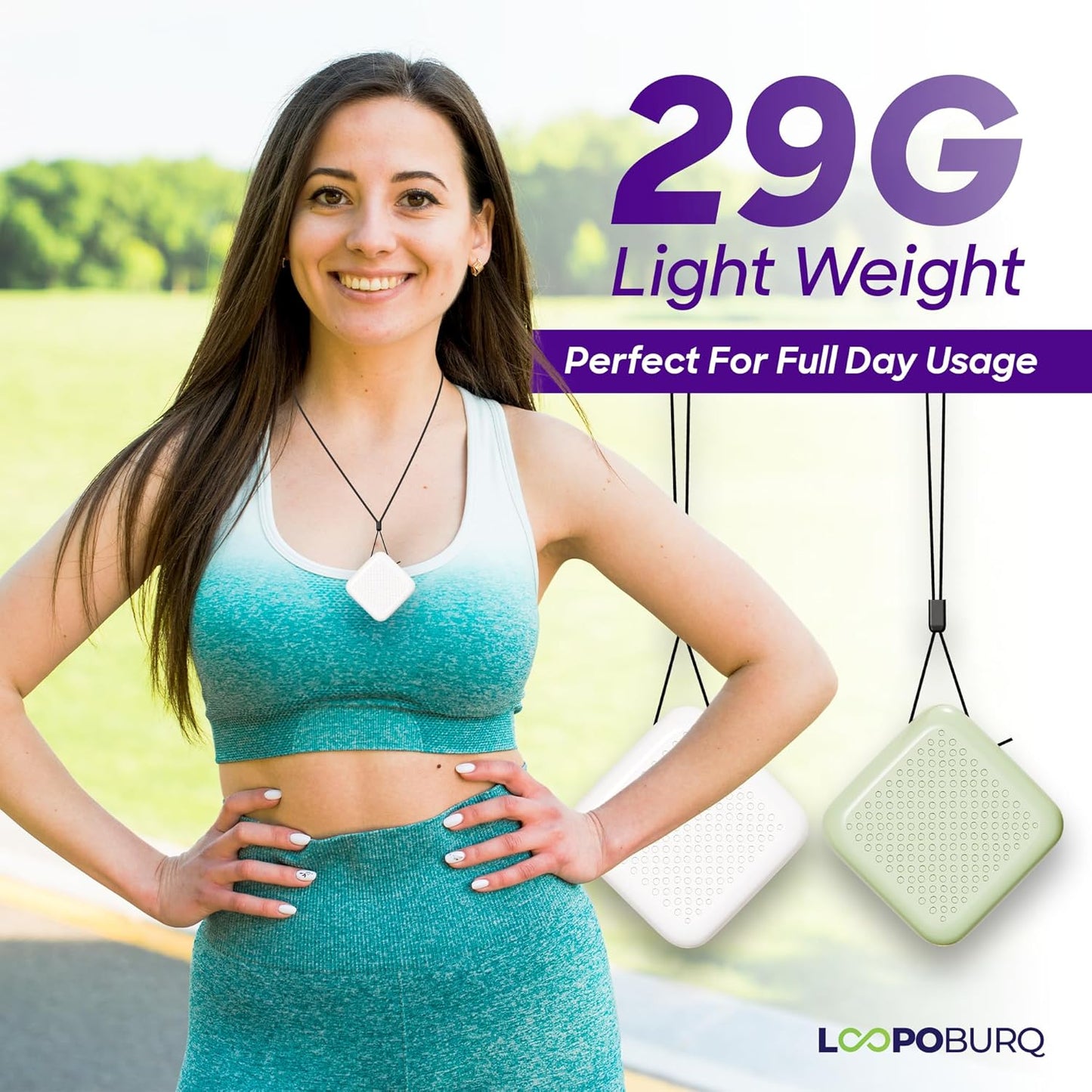 Loopoburq Wearable & Portable Air Purifier β Mint Green | Filterless, Lightweight, Ultra-Quiet | 120 Hours Battery Life