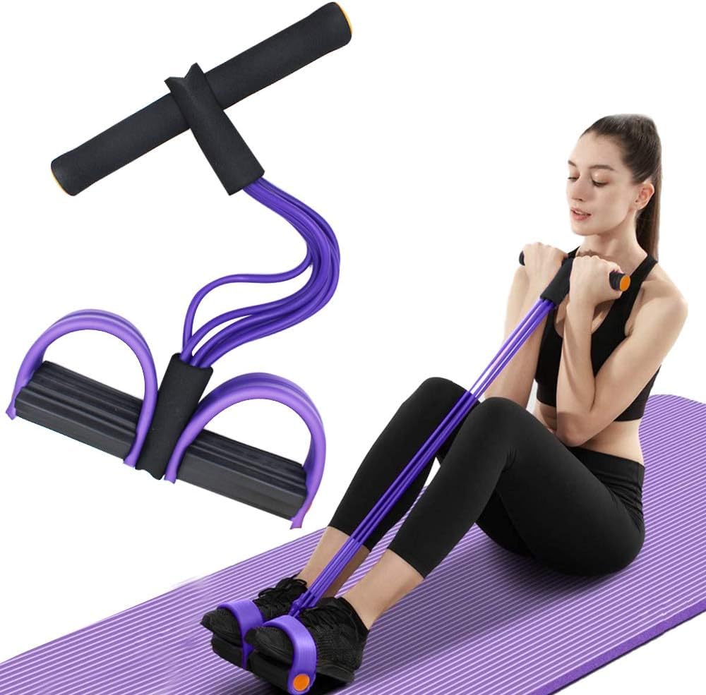 McFarlane Natural Rubber Pull Reducer Training Bands | 4 Tubes Body Trimmer Pedal Exerciser for Home Workout | Unisex (Multicolour)