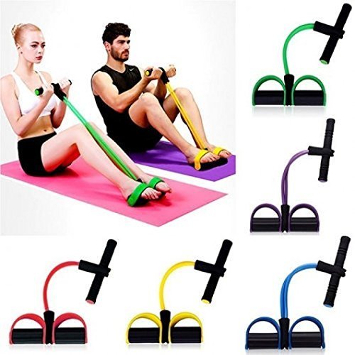 McFarlane Natural Rubber Pull Reducer Training Bands | 4 Tubes Body Trimmer Pedal Exerciser for Home Workout | Unisex (Multicolour)