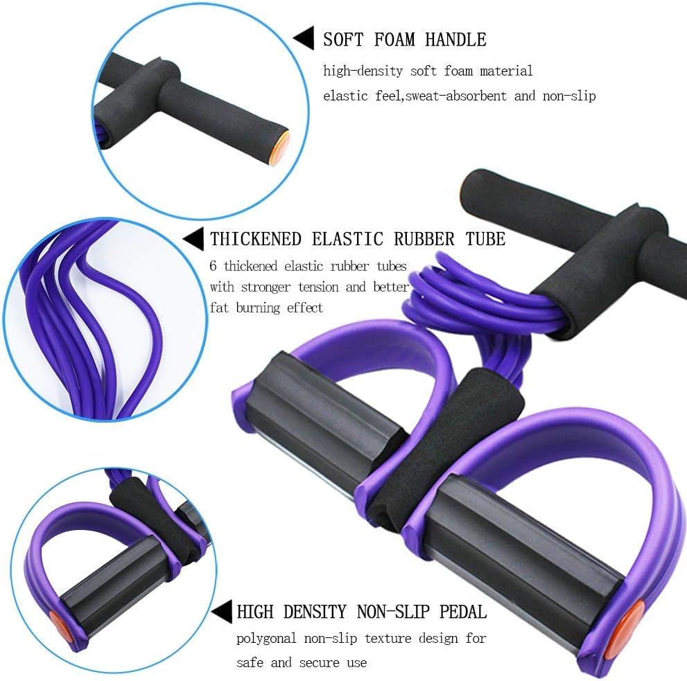 McFarlane Natural Rubber Pull Reducer Training Bands | 4 Tubes Body Trimmer Pedal Exerciser for Home Workout | Unisex (Multicolour)
