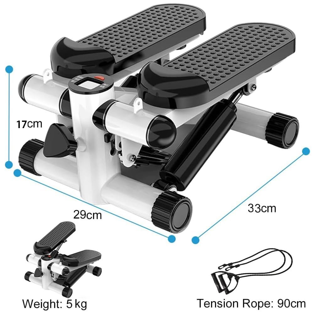 FLOVTRIX Portable Mini Stepper Machine with Adjustable Resistance Bands & LCD Monitor Tone Legs, Thighs, Waist, and Buttocks | Cardio Fitness for Home & Gym | Unisex Workout Equipment