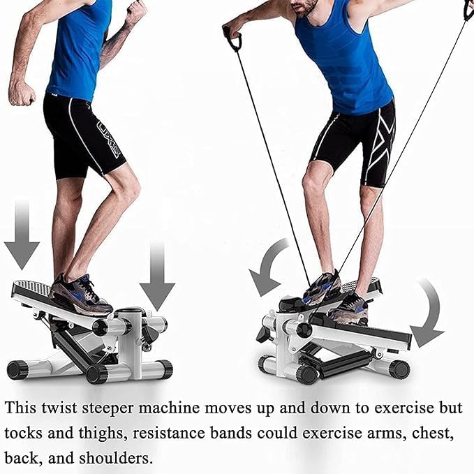 FLOVTRIX Portable Mini Stepper Machine with Adjustable Resistance Bands & LCD Monitor Tone Legs, Thighs, Waist, and Buttocks | Cardio Fitness for Home & Gym | Unisex Workout Equipment