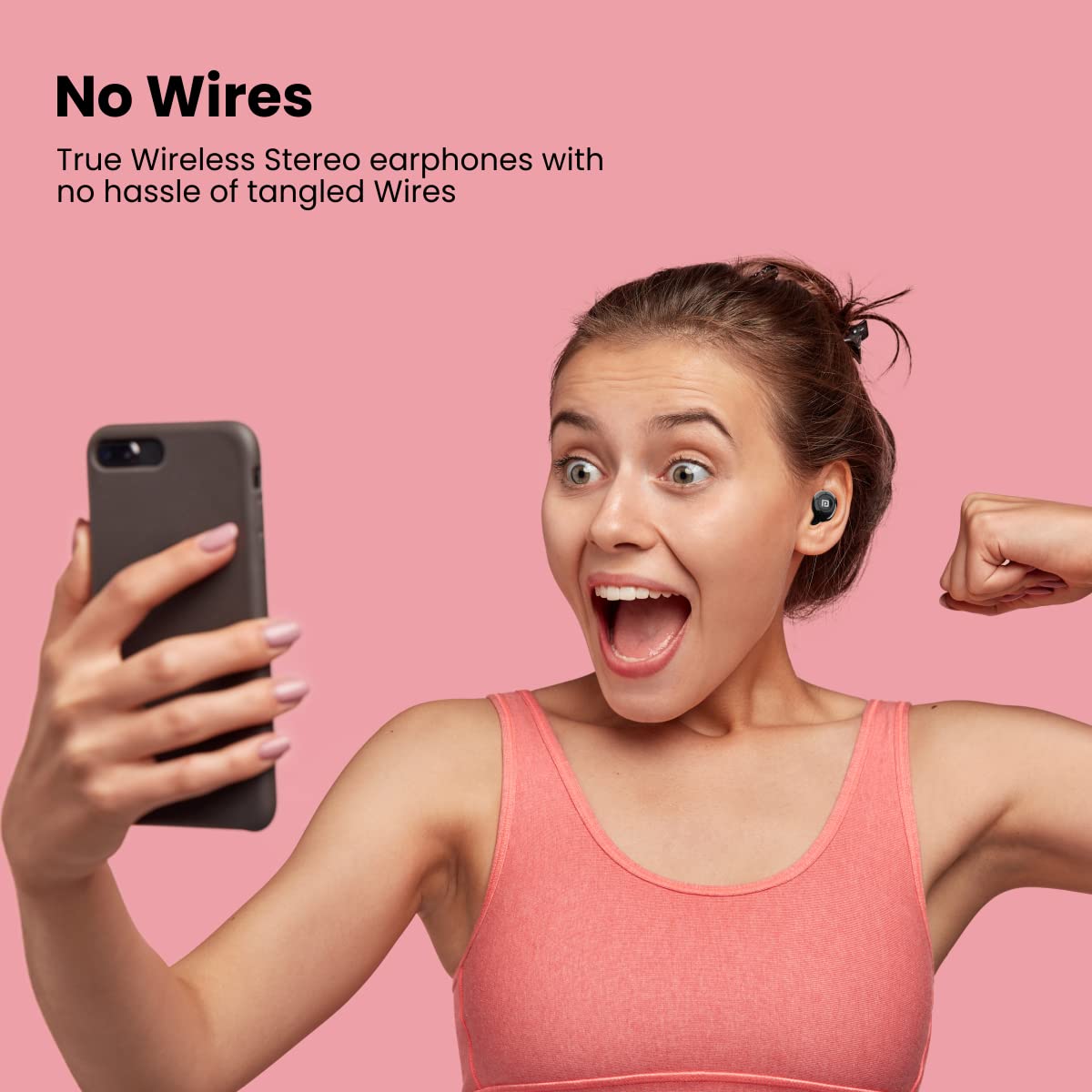 Portronics Harmonics Twins S3 TWS Bluetooth 5.2 Earbuds | 20 Hrs Playtime | 8mm Drivers | Lightweight In-Ear Design | Touch Controls | Type-C Charging | IPX4 Water Resistant (Black)